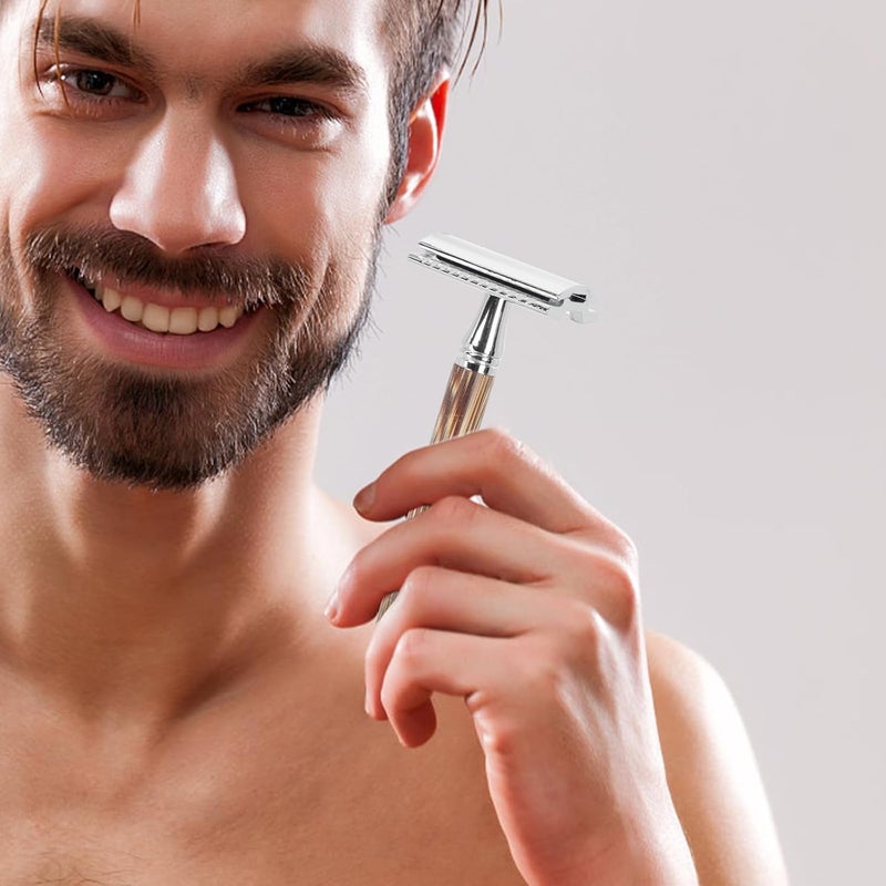 Vintage Double Sided Safety Razor Handle For Men Manual Beard Trimming Tool - Image 5